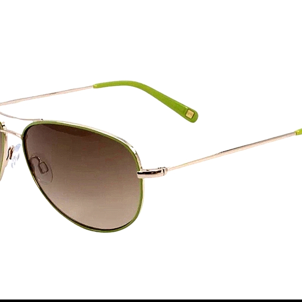 Nine West Aviator Sunglasses Green Gold Women Men Pilot Top Gun Sunglasses - Picture 3 of 11